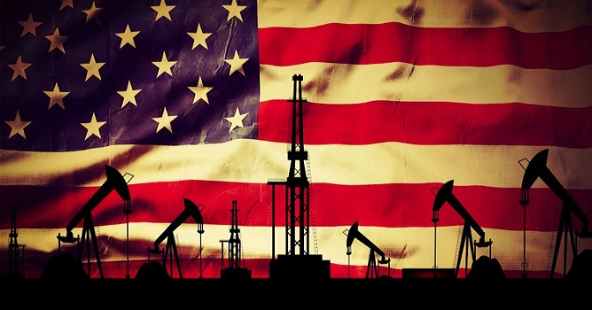 Image of oilfield equipment against an American flag