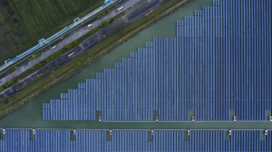 Aerial shot of solar panels