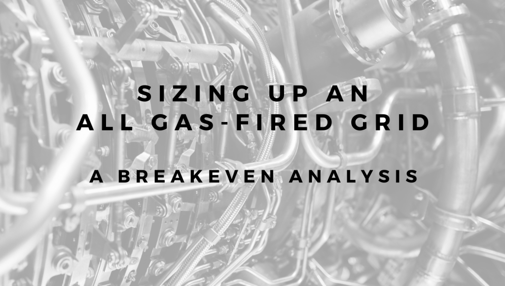 Sizing Up a Gas-fired Grid | In pursuit of Truth in Energy & Climate A faded closeup black and white photograph of the wiring and tubing of a natural gas-fired turbine with black text overlayed